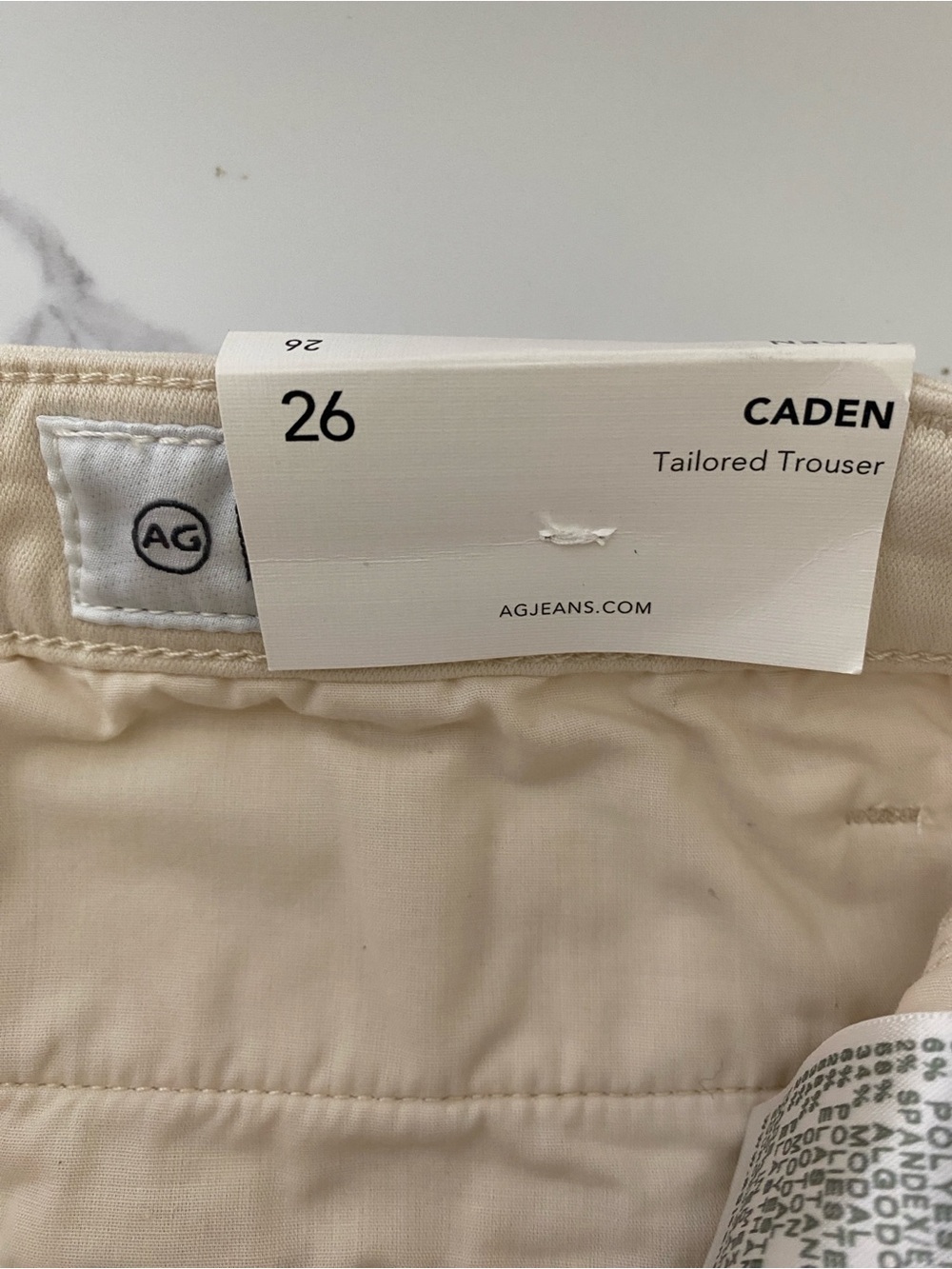 AG Caden Tailored Trouser Size 26 in White Cream Relaxed Fit Cropped Ankle NWT - Picture 7 of 12